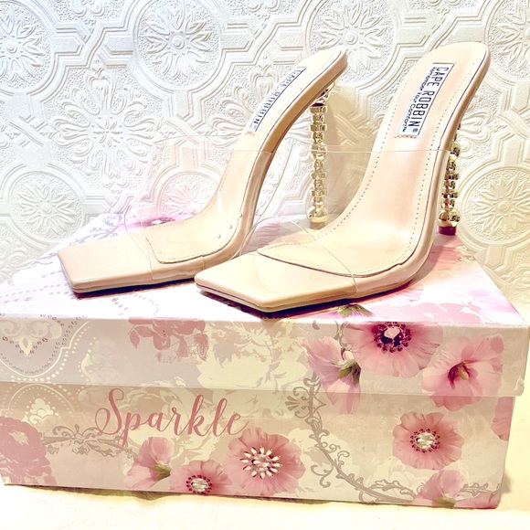 Cape Robbin Nude Translucent Mule Heels Women’s size 8.5 Brand New - Picture 2 of 6